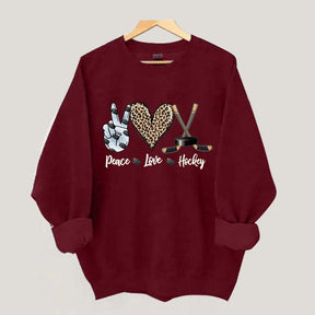 Sports Peace Love Hockey Sweatshirt