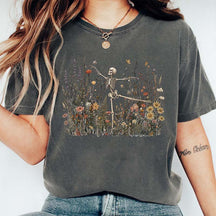 Skeleton Dancing Arabesque Wildflower Botanical Floral T-Shirt