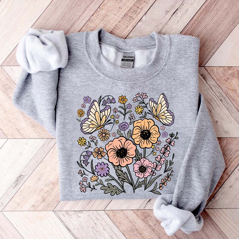 Vintage Floral Butterfly Sweatshirt