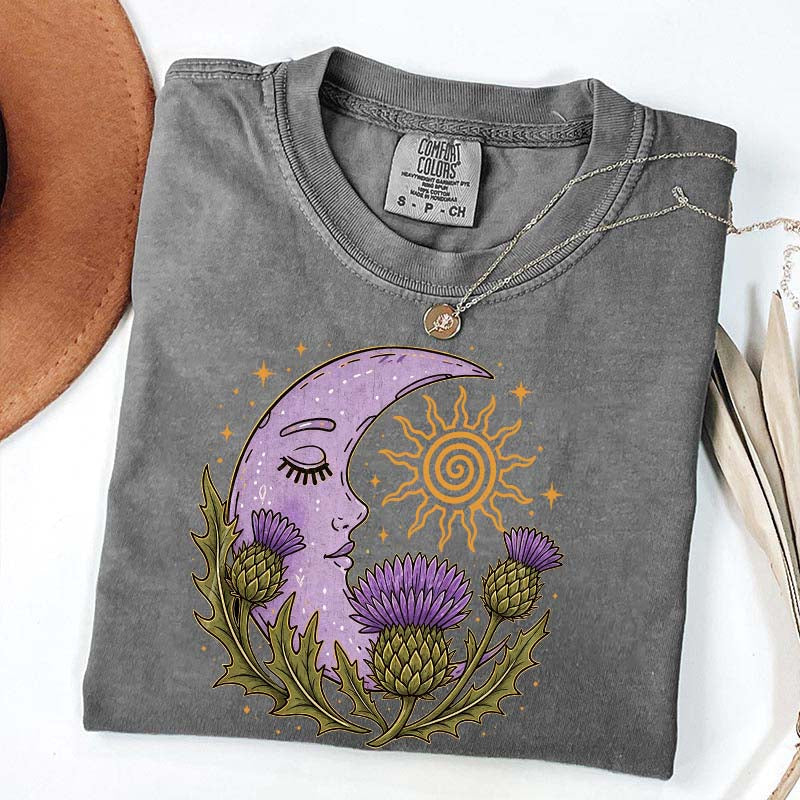 Scottish Thistle Moon Floral T-Shirt