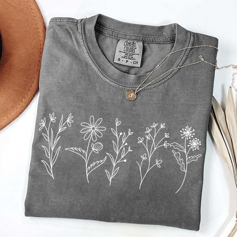 Floral Cottagecore Simple T-Shirt