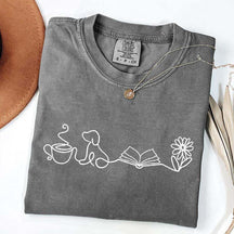 Doodle Books Coffee Dogs Flower T-Shirt