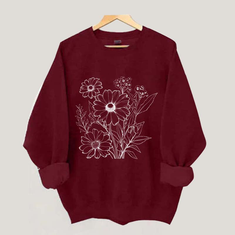 Retro Outline Wildflower Sweatshirt