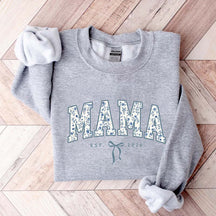 Custom Mama Retro Blue Toile Floral Sweatshirt