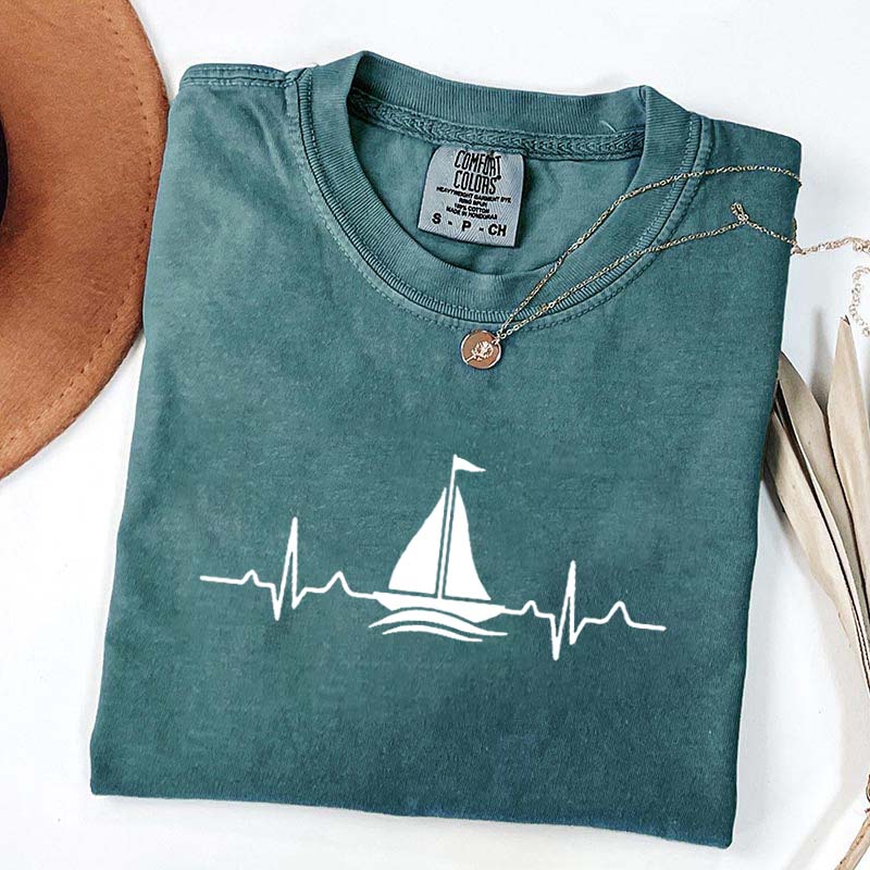 Sailing Heartbeat Boating Captain T-Shirt
