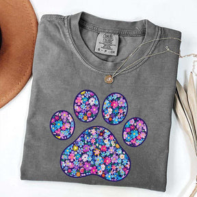 Comfort Colors Floral Paw Print T-Shirt