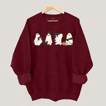 Ghost And Cat Lower Halloween Sweatshirt