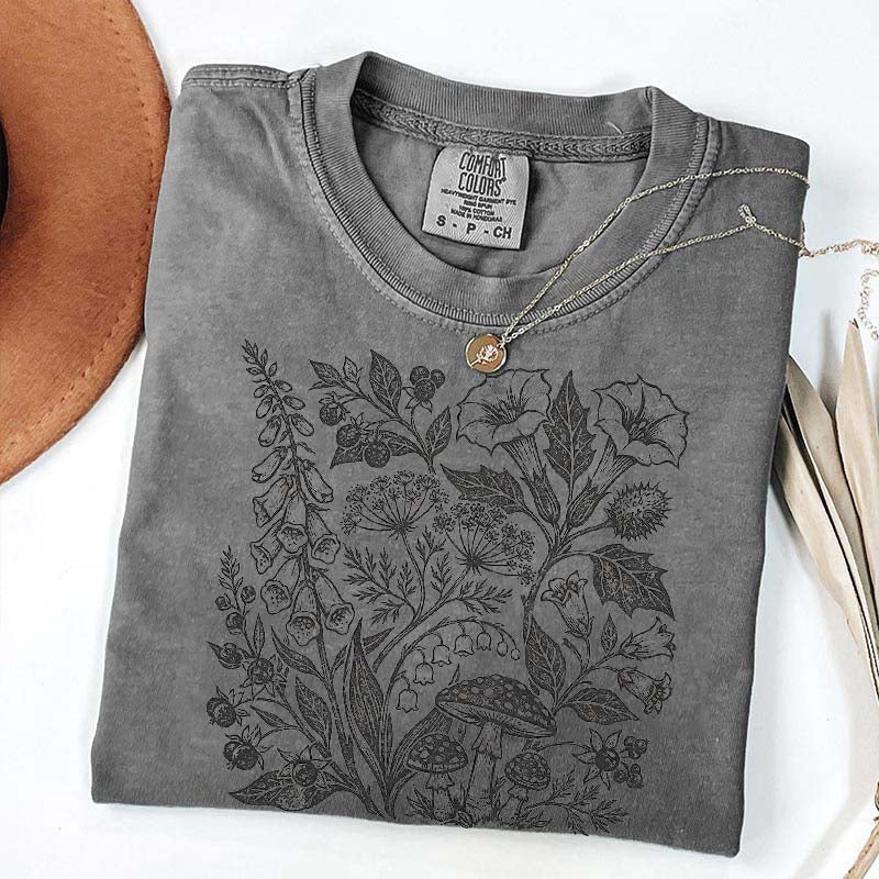 Retro Poisonous Plants Dark Academia Botanical T-Shirt