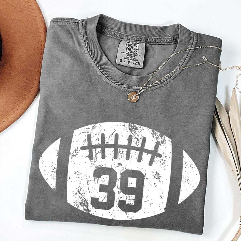 Custom Comfort Colors Football Kids Jersey Number T-Shirt