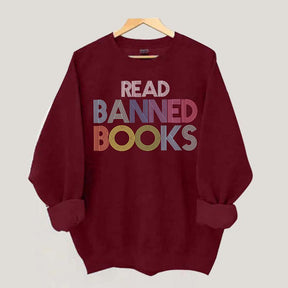 Retro Read Banned Books Rainbow Sweatshirt