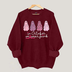 In October We Wear Pink Ghost Cancer Fighter Sweatshirt