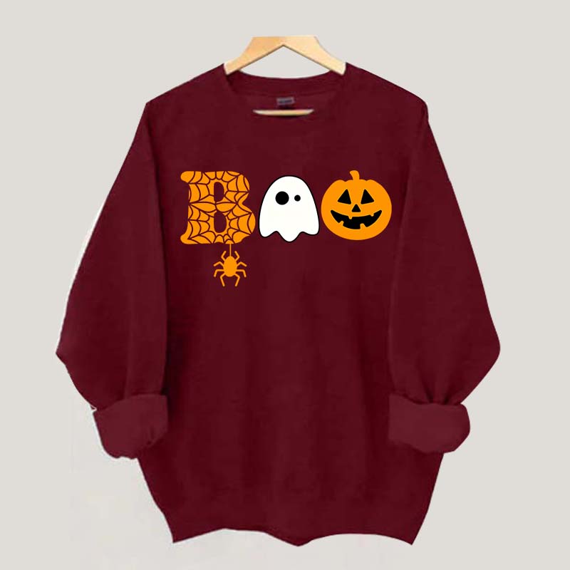 Halloween Boo Ghost Pumpkin Spider Sweatshirt