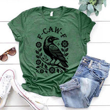 Black Gothic Crow Trendy Bird T-Shirt