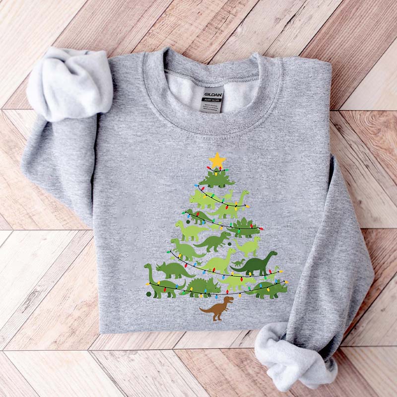Dinosaur Christmas Tree Xmas Sweatshirt