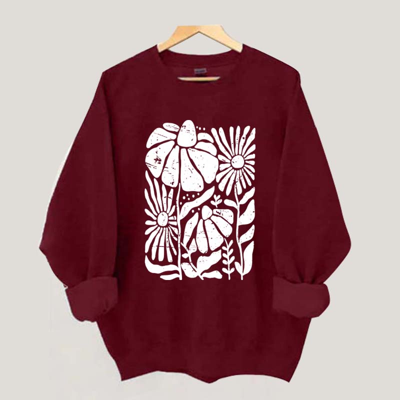 Boho Wildflowers Distressed Flowers Sweatshirt