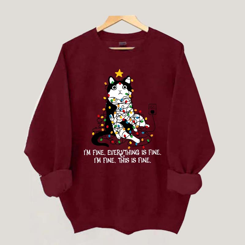 Christmas Cat Lights Sweatshirt