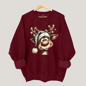 Retro Reindeer Merry Christmas Sweatshirt