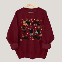Thanksgiving Retro Black Cat Fall Sweatshirt