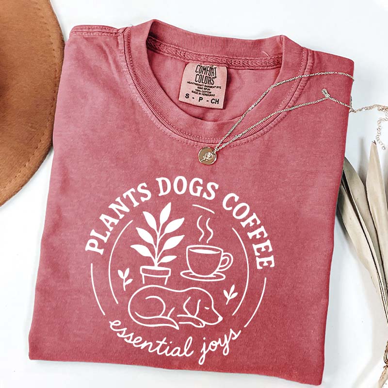 Cute Plants Dogs Coffee T-Shirt