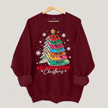 Cute All Booked For Christmas Tree Sweatshirt
