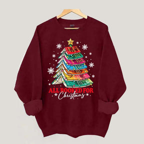 Cute All Booked For Christmas Tree Sweatshirt