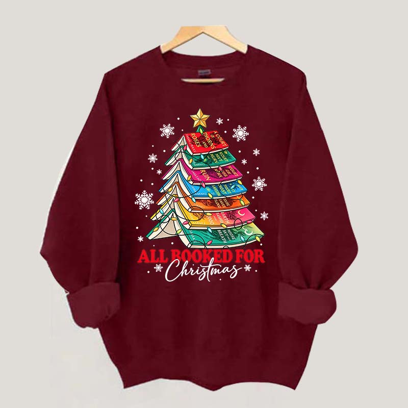 Cute All Booked For Christmas Tree Sweatshirt