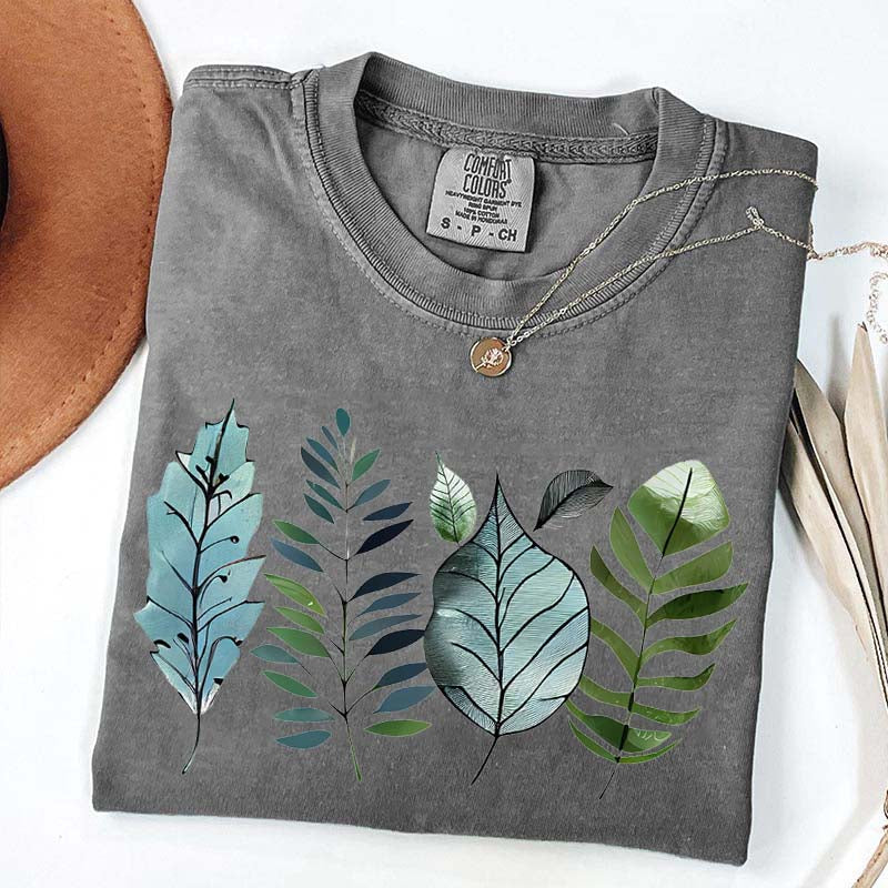 Teal and Green Leaves T-Shirt