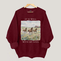 It Is Well With My Soul Horses Floral Sweatshirt