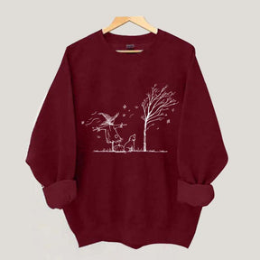 Minimalist Halloween Scarecrow Dog Tree Pumpkin Sweatshirt