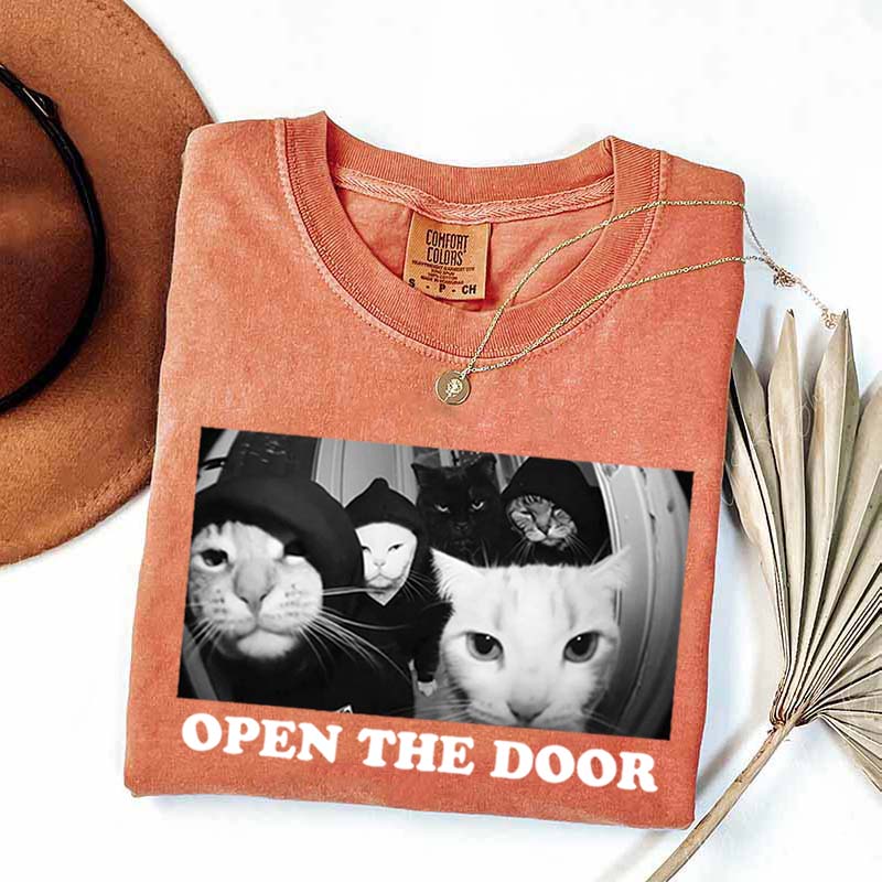 Funny Cat Gang Open The Door T-Shirt