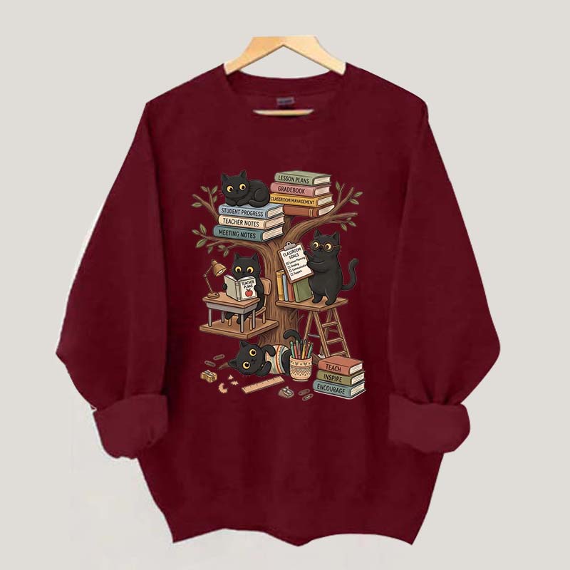 First Day Of School Black Cat Teacher Sweatshirt