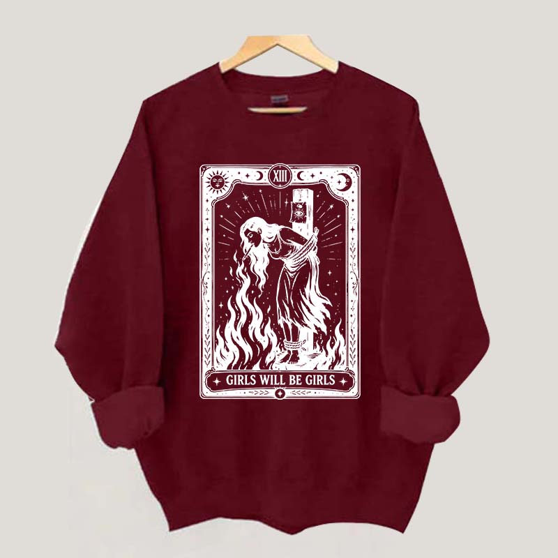Retro Girls Will Be Girls Witch With Sigarete Sweatshirt