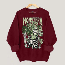 Monstera Skeleton Plant Halloween Sweatshirt