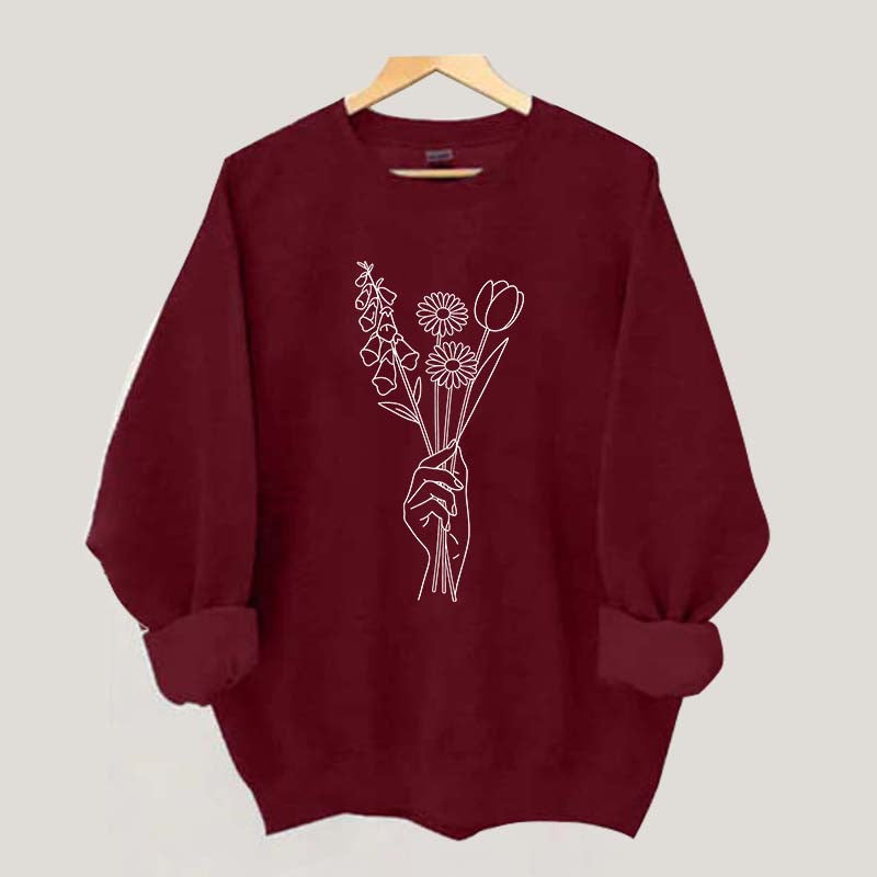 No Words Foxglove Daisy Tulip Sweatshirt