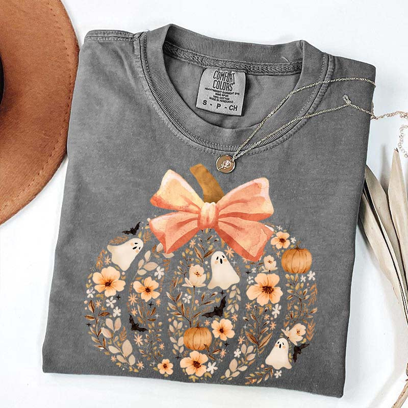 Vintage Floral Pumpkin Cute Halloween T-Shirt