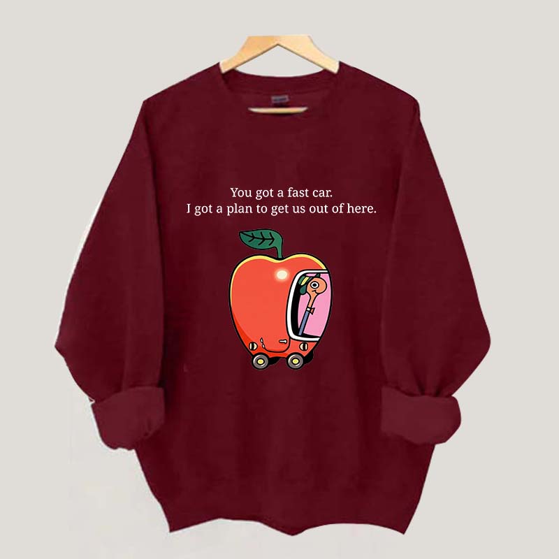Apple Car Driving Fast Car Sweatshirt
