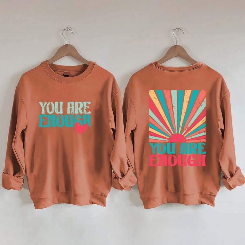 You Are Enough Vintage Retro Rainbow Sweatshirt