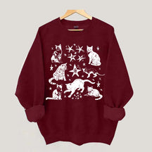 Vintage Cat Star Graphic Sweatshirt