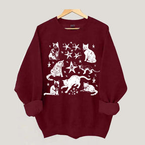 Vintage Cat Star Graphic Sweatshirt