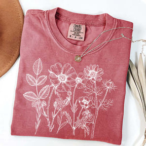 Vintage Pressed Flowers Gardener Floral T-Shirt