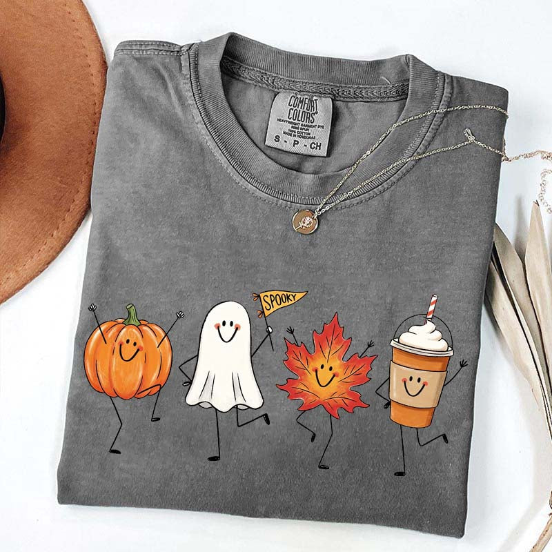 Happy Fall Doodle Smiling Spooky T-Shirt