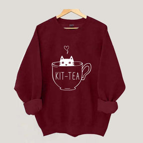 Funny Cat Tea Kitten Sweatshirt