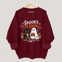 Spooky Season Coffee Cats & Creepy Vibes Sweatshirt