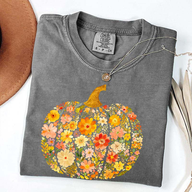 Flowers Pumpkin Comfort Colors T-Shirt