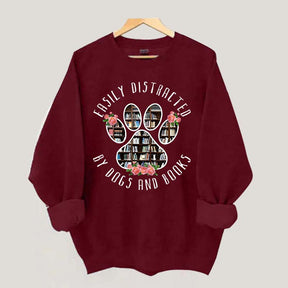 Easily Distracted Dogs And Books Librarian Sweatshirt