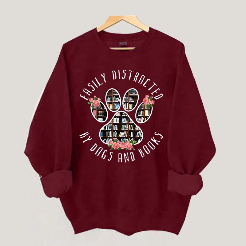 Easily Distracted Dogs And Books Librarian Sweatshirt