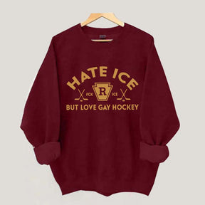 Hate ICE But Love Gay Hockey Boxy Sweatshirt