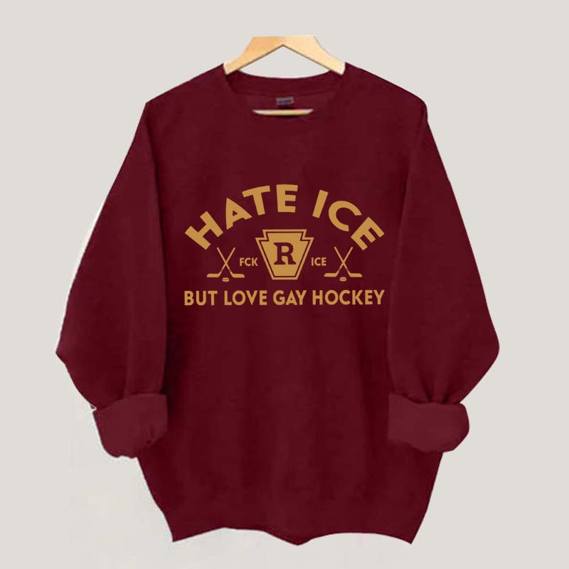 Hate ICE But Love Gay Hockey Boxy Sweatshirt