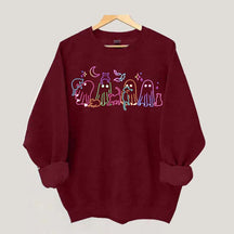 Cute Neon Halloween Ghost Cats Sweatshirt