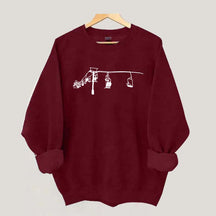 Minimal Mountain Skiing Lift Sweatshirt